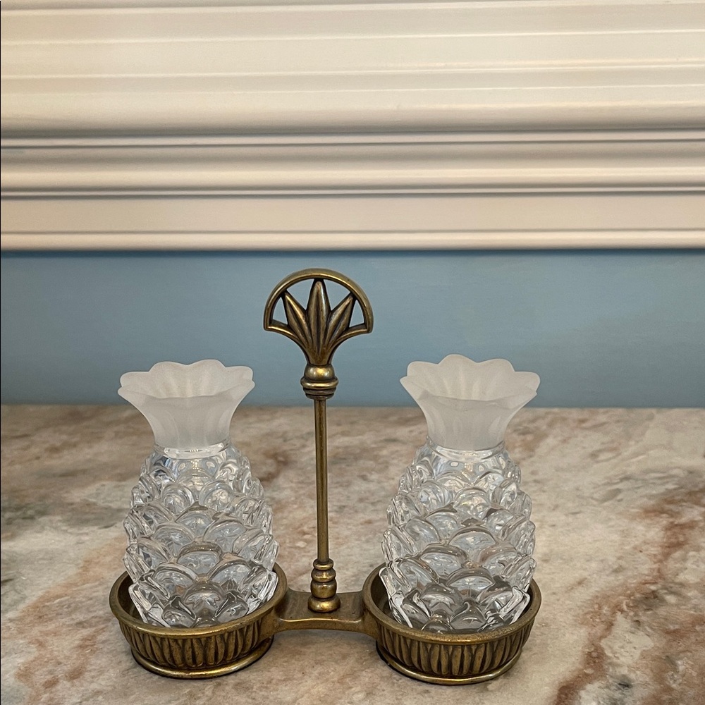 Pineapple Glass Shakers with Brass Holder